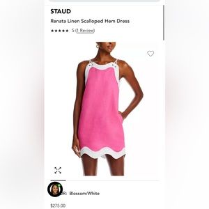 Staud renata linen scalloped hem dress